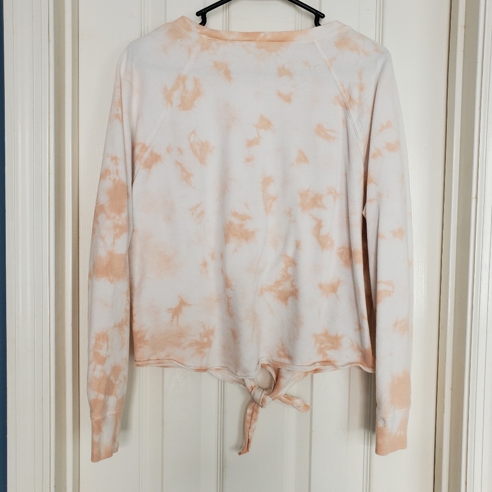 Loft Lounge‎ Tie-Dye Sweatshirt Front Knot White Peach Orange 100% Cotton Med - Picture 4 of 4